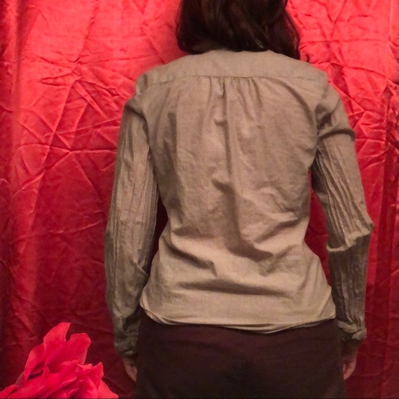 Striped Button-Down Shirt by Moda International Size M - Picture 5 of 14